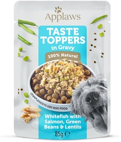 Applaws Dog Taste Toppers - Whitefish Pouch with Salmon, Green Beans & Lentils in Gravy 85g